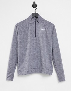 Синий меланжевый топ с короткой молнией Nike Running Pacer-Голубой