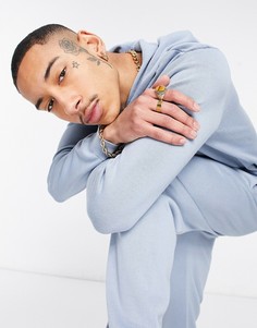 Светло-голубой худи из хлопкового трикотажа от комплекта ASOS DESIGN-Коричневый цвет