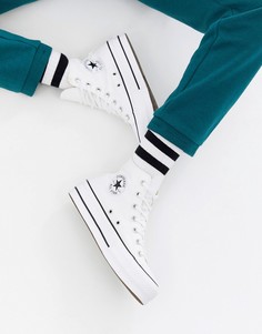 Белые высокие кеды из парусины на платформе Converse Chuck Taylor All Star Hi-Белый
