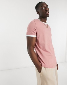 Розовая футболка с окантовкой ASOS DESIGN-Розовый цвет