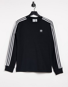 Черный лонгслив с тремя полосками adidas Originals adicolor-Черный цвет