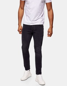 Эластичные узкие джинсы выбеленного черного цвета Topman-Черный цвет