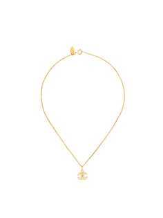 Chanel Pre-Owned колье со стразами и логотипом CC