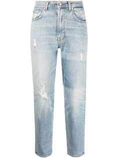 7 For All Mankind укороченные джинсы с эффектом потертости