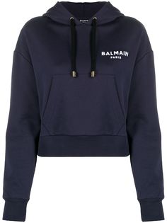 Balmain укороченное худи с логотипом