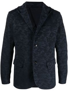 Emporio Armani пиджак с камуфляжным принтом и капюшоном