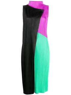 Pleats Please Issey Miyake плиссированное платье миди в стиле колор-блок