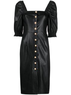 Pinko платье из искусственной кожи с пышными рукавами