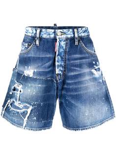 Dsquared2 джинсовые шорты с эффектом потертости