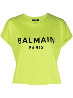 Balmain укороченная футболка с логотипом