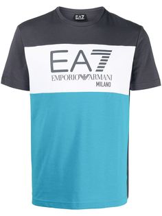 Ea7 Emporio Armani футболка в стиле колор-блок с логотипом