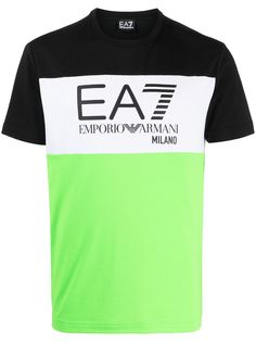 Ea7 Emporio Armani футболка в стиле колор-блок с логотипом