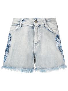 Twin-Set джинсовые шорты с цветочной вышивкой