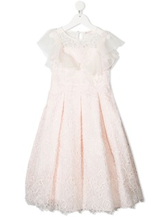 Monnalisa платье миди с цветочной вышивкой