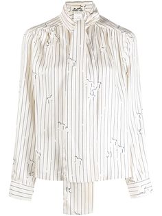 Hermès полосатая блузка pre-owned с бантом