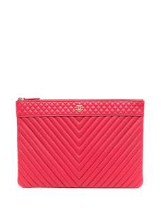 Chanel Pre-Owned стеганый клатч с логотипом CC