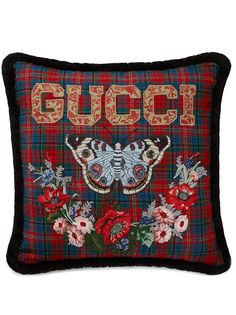 Gucci подушка в клетку тартан с принтом