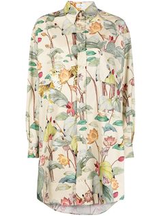 Etro длинная рубашка с цветочным принтом
