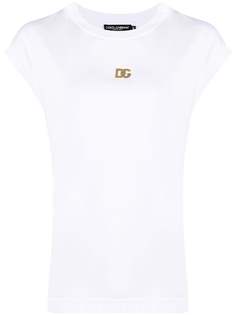 Dolce & Gabbana топ с рукавами кап и логотипом