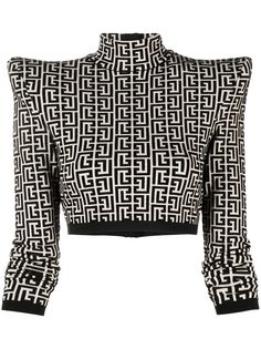 Balmain укороченный топ с монограммой