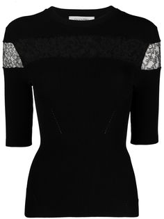 Valentino трикотажный топ с цветочным кружевом