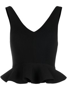 Alexander McQueen топ в рубчик с оборками
