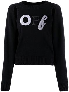 Off-White джемпер с вышитым логотипом и вырезами