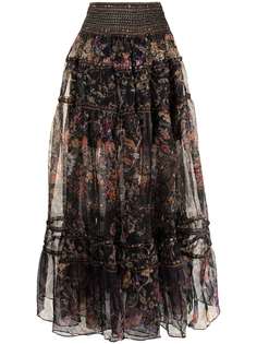 Camilla ярусная юбка макси с цветочным принтом