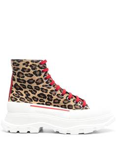 Alexander McQueen высокие кеды Tread Slick с леопардовым принтом