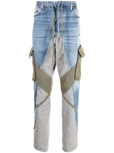 Greg Lauren зауженные джинсы со вставками
