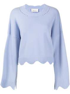 3.1 Phillip Lim CREW NECK CASHMERE BLEND SWEATER W SCALLOPS
