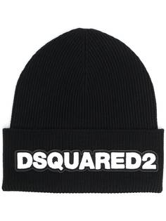Dsquared2 шапка бини в рубчик с нашивкой-логотипом