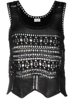 Saint Laurent топ без рукавов в технике кроше
