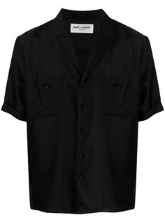 Saint Laurent рубашка с V-образным вырезом и короткими рукавами
