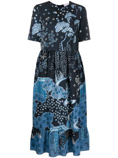 RED Valentino платье миди с цветочным принтом
