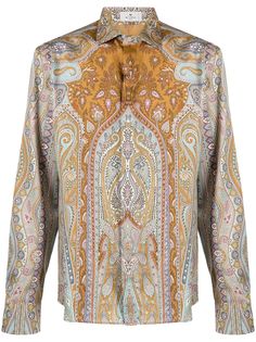 Etro рубашка с длинными рукавами и узором пейсли