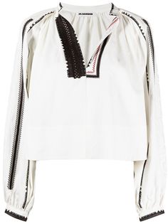 Jil Sander блузка с длинными рукавами и вышивкой