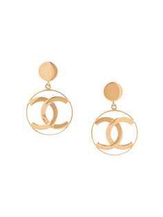 Chanel Pre-Owned серьги-клипсы с логотипом CC