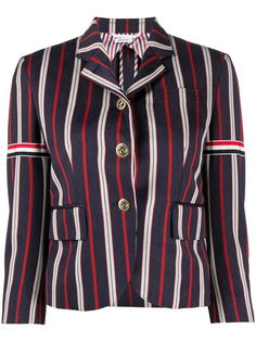 Thom Browne полосатый блейзер с рукавами три четверти