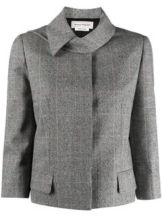 Alexander McQueen однобортное пальто в клетку Prince of Wales