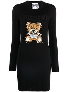 Moschino трикотажное платье с аппликацией Teddy Bear