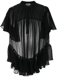 Alexander McQueen прозрачная блузка с оборками