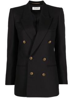 Saint Laurent двубортный блейзер с заостренными лацканами
