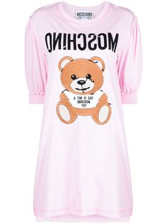 Moschino платье-футболка с вышивкой Teddy