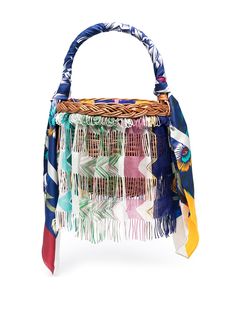 Missoni соломенная сумка-ведро в стиле колор-блок