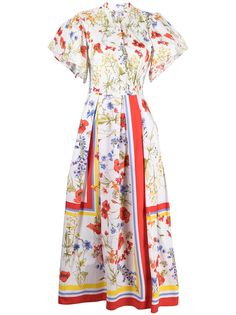 Sara Roka платье миди с цветочным принтом и складками