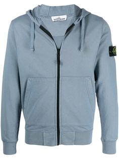 Stone Island худи на молнии с нашивкой-логотипом