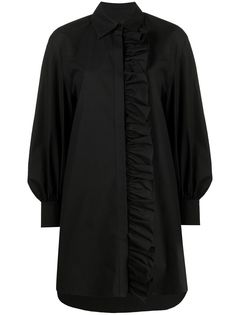 MSGM платье-рубашка с длинными рукавами и оборками