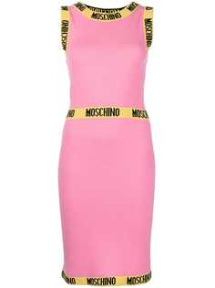 Moschino трикотажное платье мини с логотипом