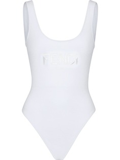 Fendi купальник со вставками в технике кроше и логотипом